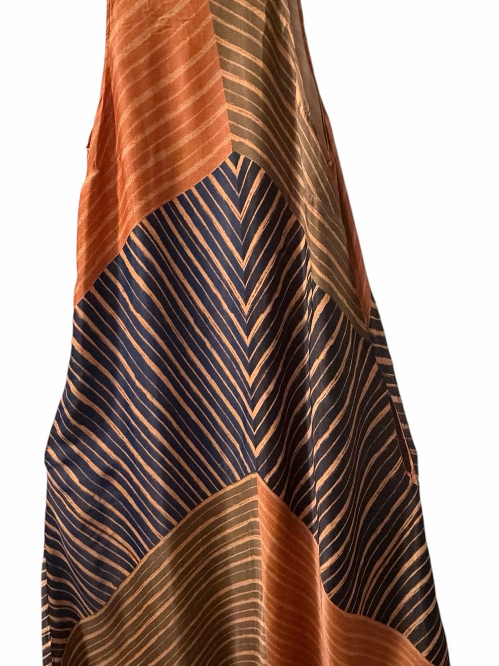 Anthropologie Striped Maxi Skirt in Rust, Navy & Olive